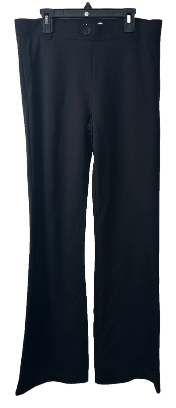 Betabrand classic wide leg yoga pant Sz M High Rise Stretchy Black Pull On D29